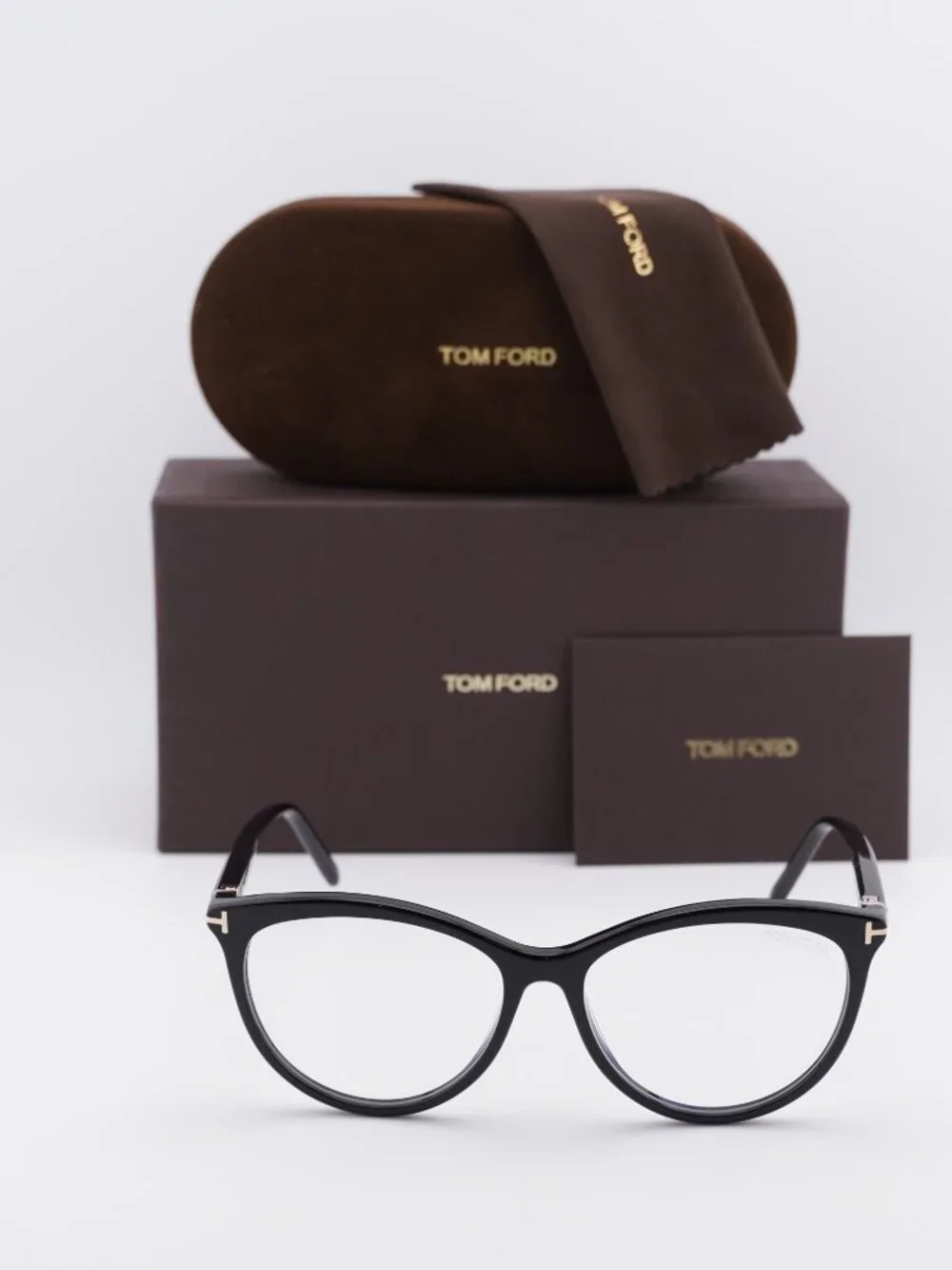 Tom Ford FT5990-B 001 Cat Eye Eyeglasses - Shiny Black 55mm